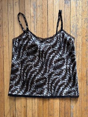 Vintage Y2K leopard animal print lace satin camisole